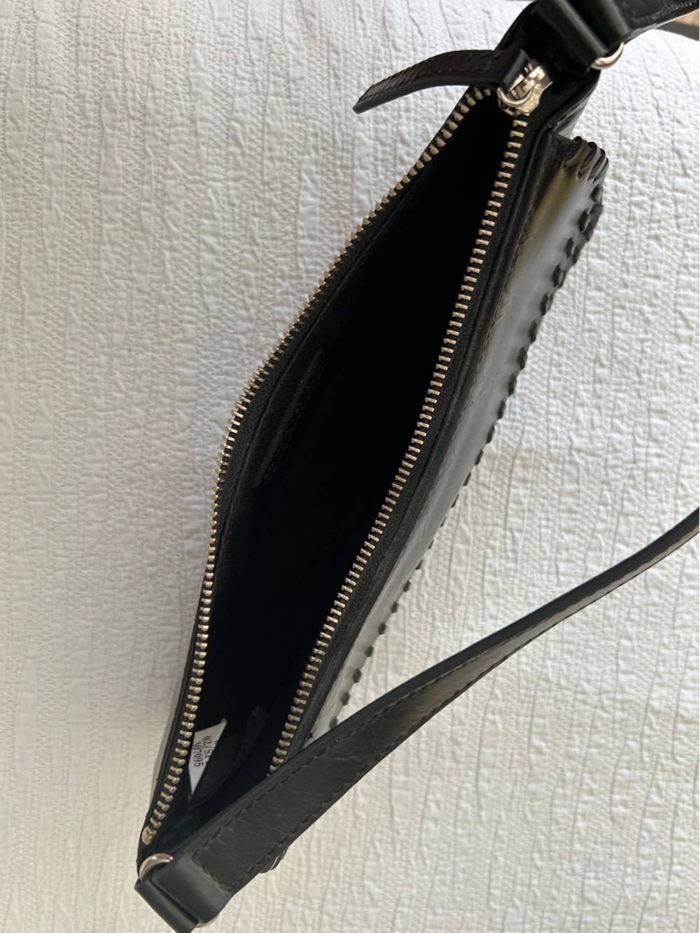 Banana Republic Black Leather Shoulder Bag with Whipstitch Trim - Picture 5 of 7